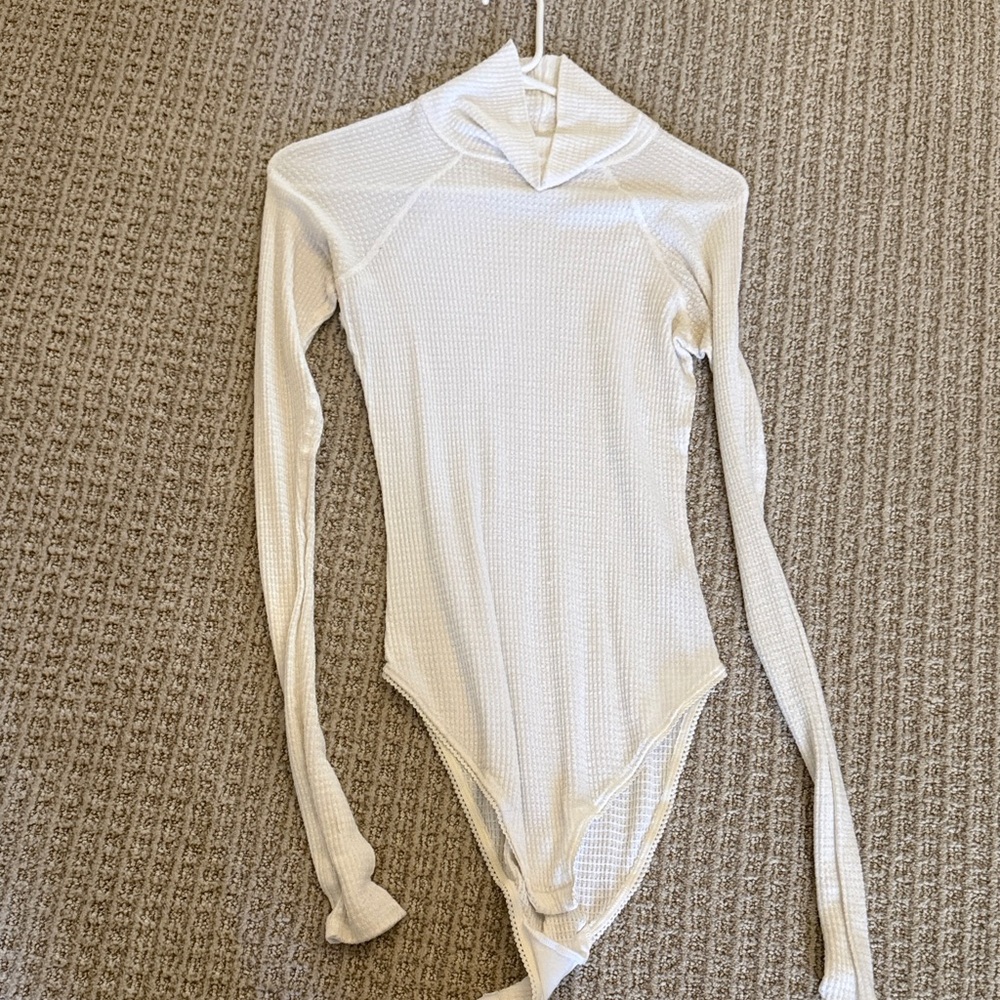 Free People White Long Sleeve Bodysuit